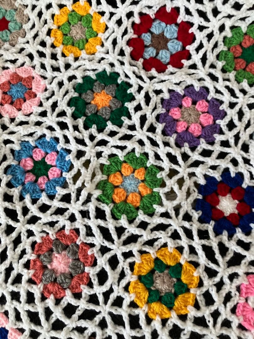 ソファーカバー　ベッドカバー　大判ブランケット　マルチカバー　手編み　ハンドメイ