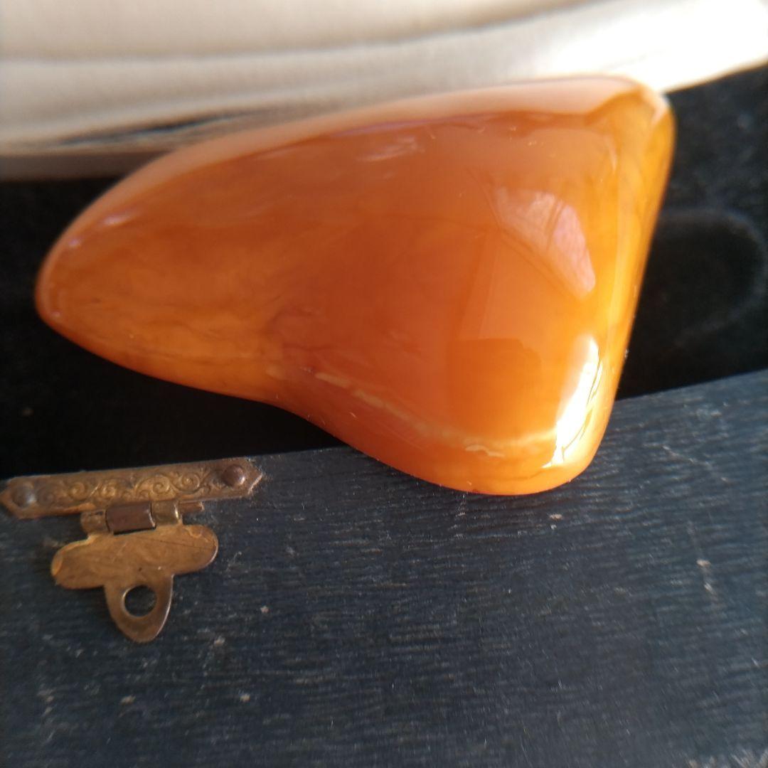 大振り ロイヤルアンバー 天然琥珀 ブローチ ヴィンテージ