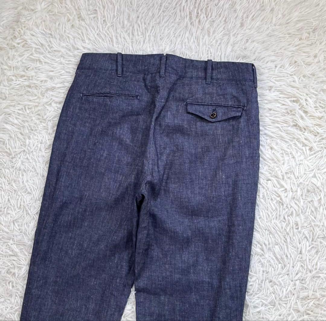 【美品】INCOTEX VERVE リネン&コットン デニム スラックス パンツ