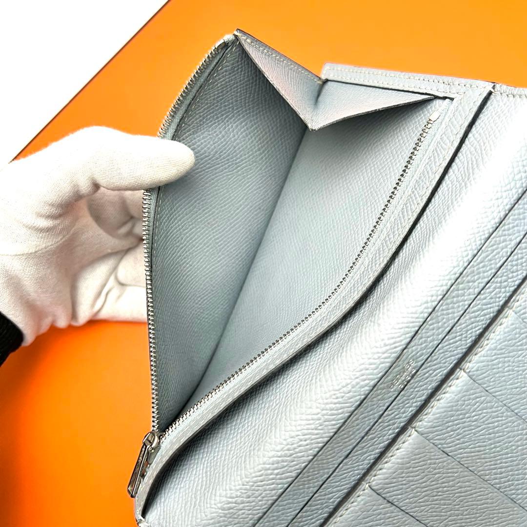 HERMES エルメス ベアンスフレ 希少カラー ライトグレー 財布 長財布