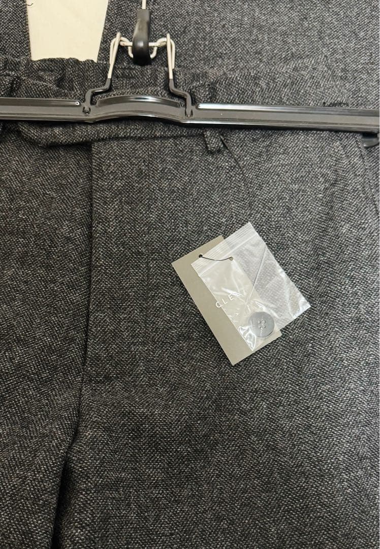 CLEL ウールブレンド ヘリンボーンツイード3Dパンツ Sサイズ　BK