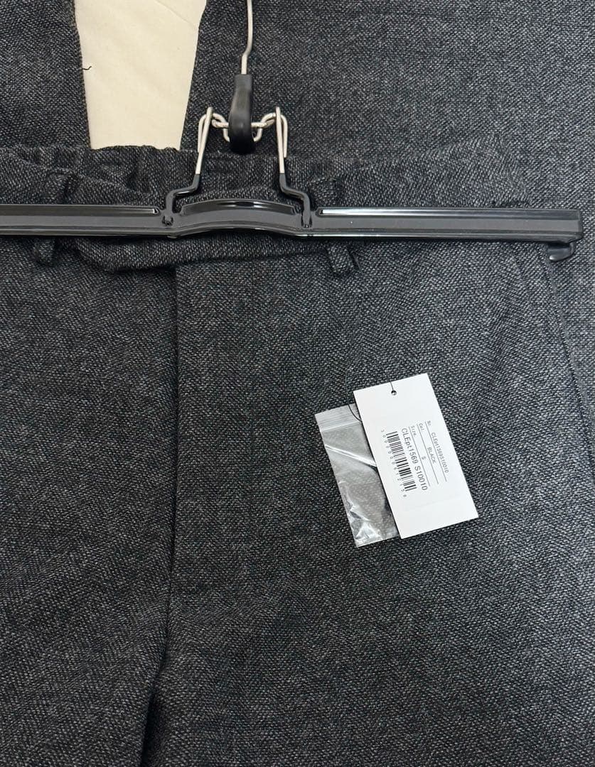 CLEL ウールブレンド ヘリンボーンツイード3Dパンツ Sサイズ　BK