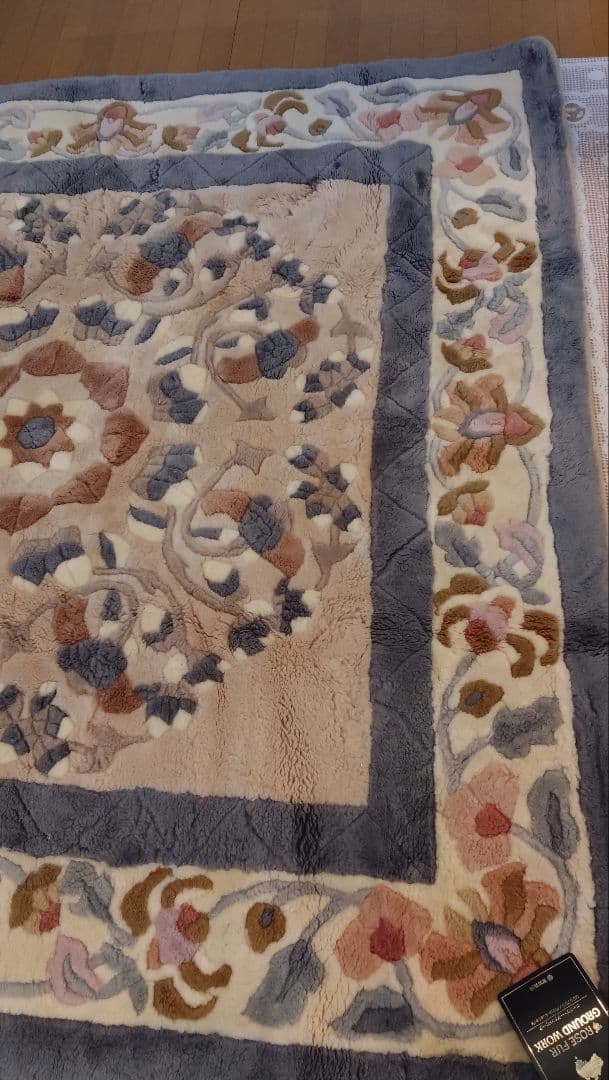 花柄フリースラグ 大きめ