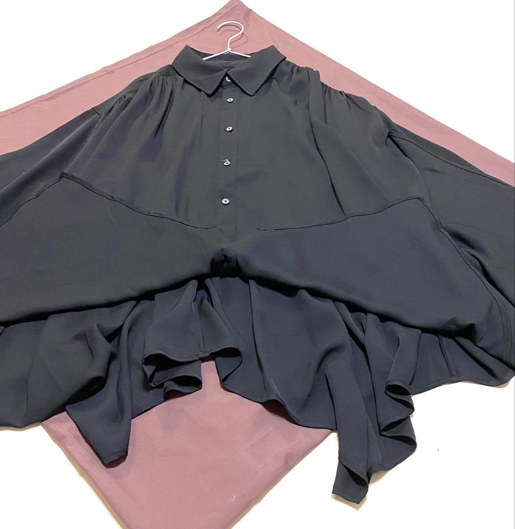 NOT CONVENTIONAL オーバーサイズシャツ　きものシャツ　黒　美品