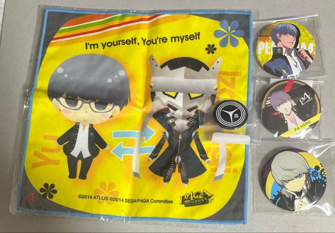 ペルソナ4 主人公 鳴上悠　缶バッジ　タオル