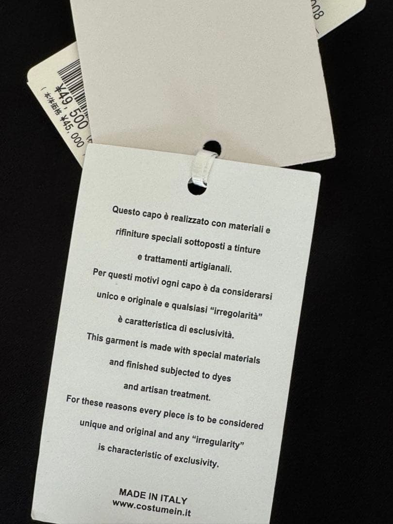 新品未使用　costumeinコストメイン　イタリア製　黒ブラック　ウール100