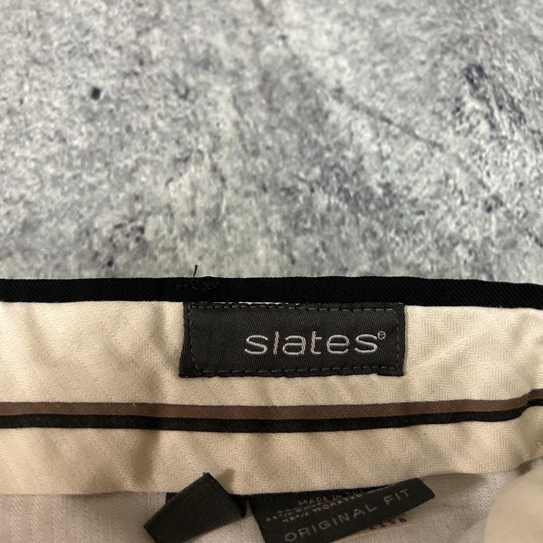 00s SLATES ツータック スラックス ブラックW32 ウールギャバ