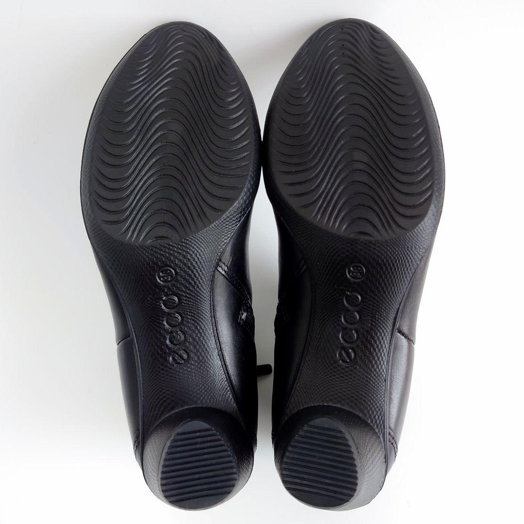 美品 エコー スカルプテッド 45 アンクルブーツ サイドジップ ブラック 本革