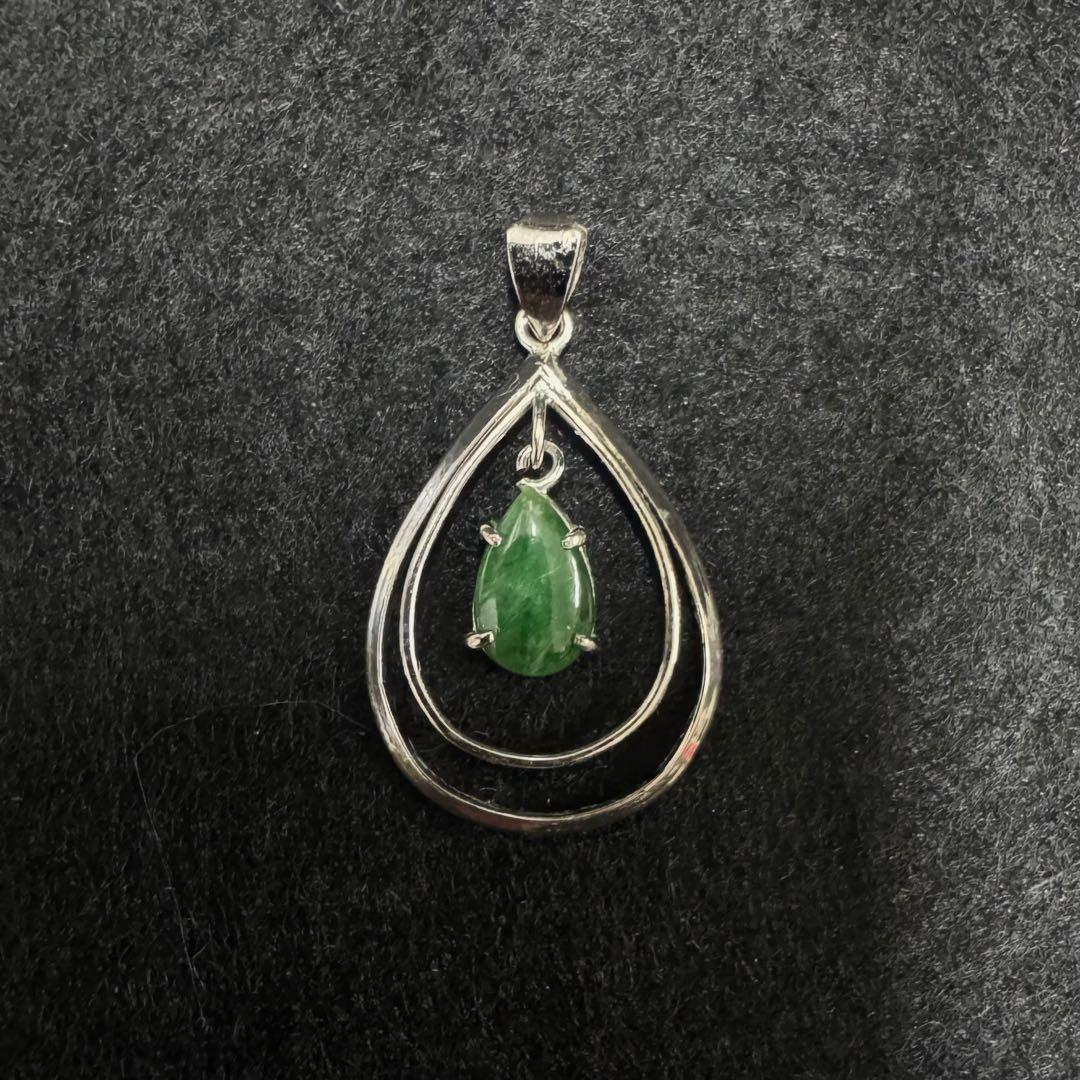 M*u様 K14WG グリーンストーン ペンダント ネックレス トップ