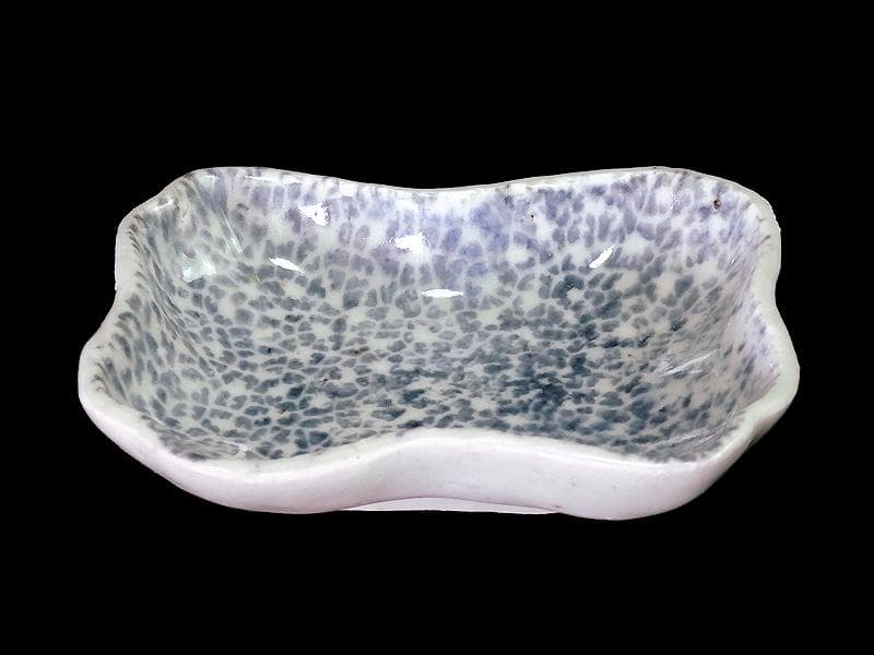 古伊万里　染付　型刷印判　氷裂紋の図　変形皿　江戸期　E655AS-CPo