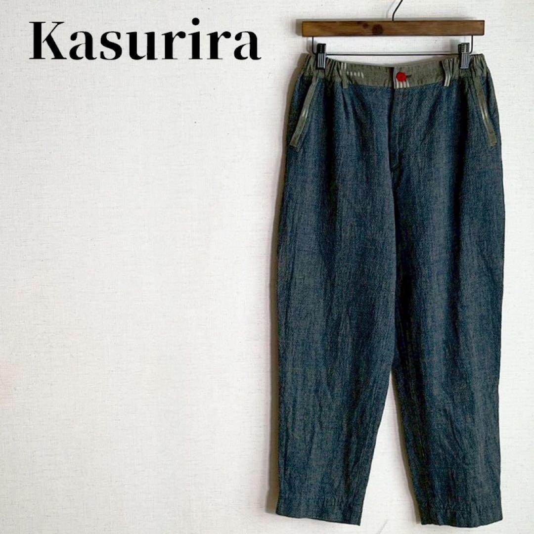 カスリラ　ゆったり カジュアルパンツ　切替　ウエストゴム　テーパード　L～LL