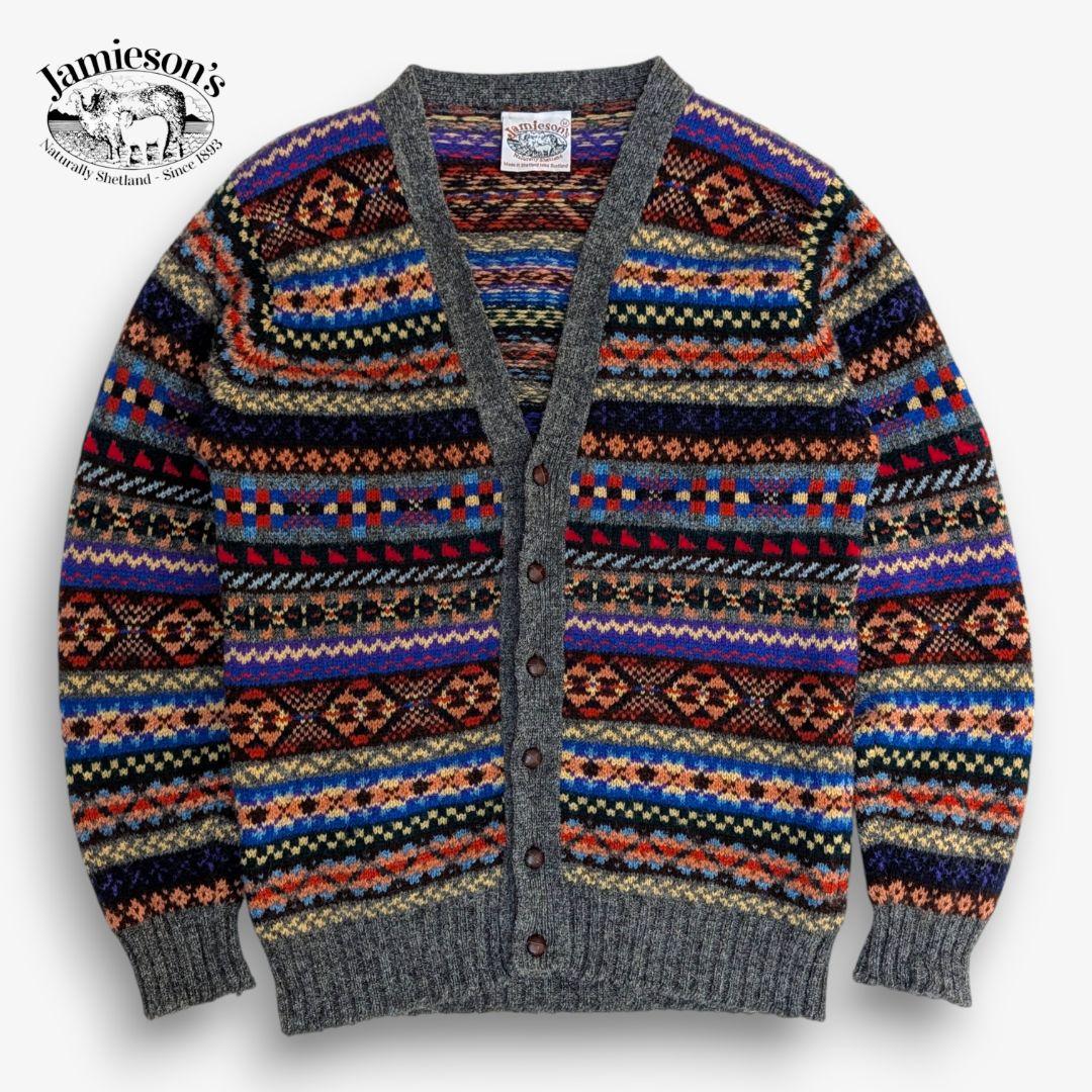 Jamieson's　ジャミーソンズ ニットカーディガン　M フェアアイル柄