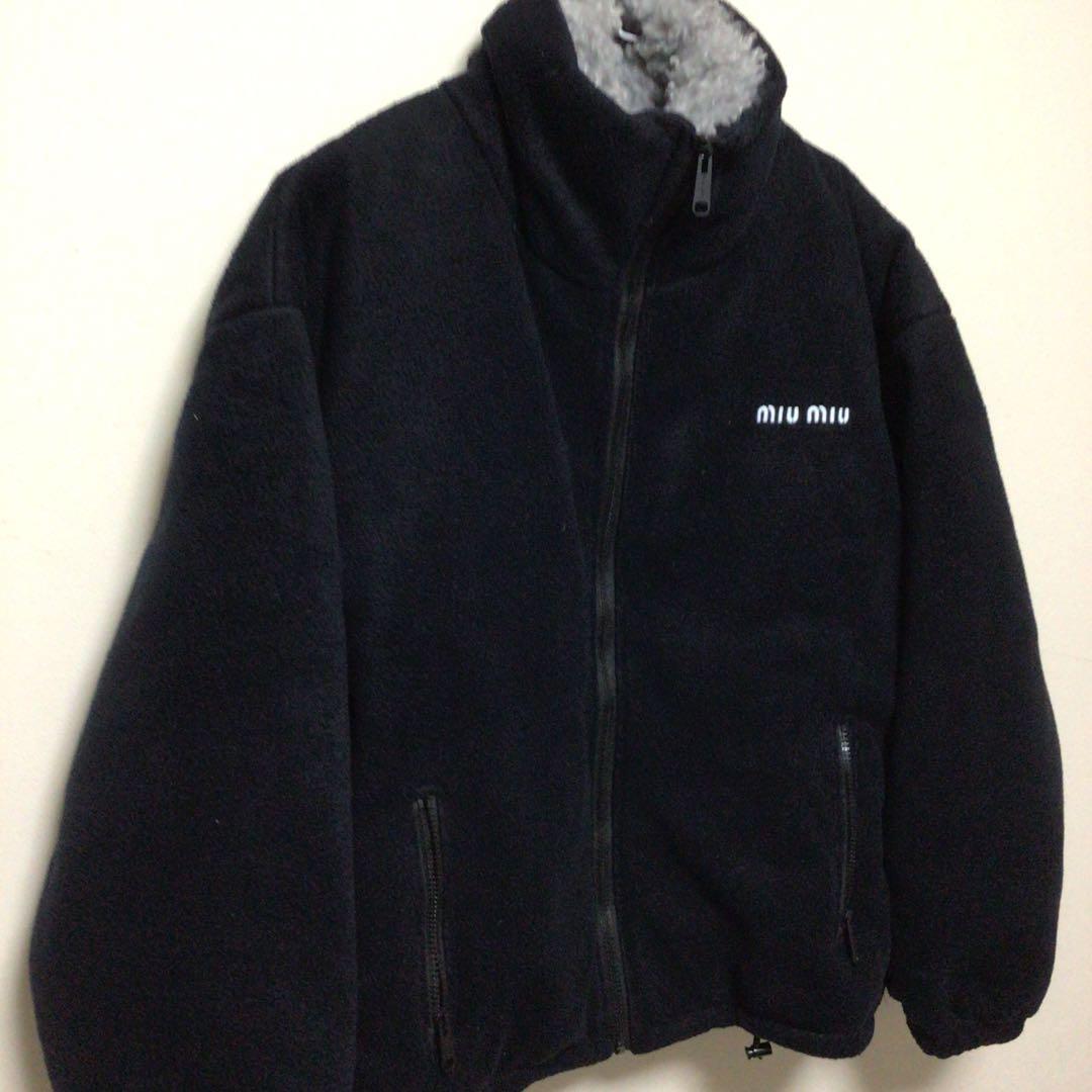 美品miu miu ネイビー ジップアップジャケット　フリース　ミュウミュウ