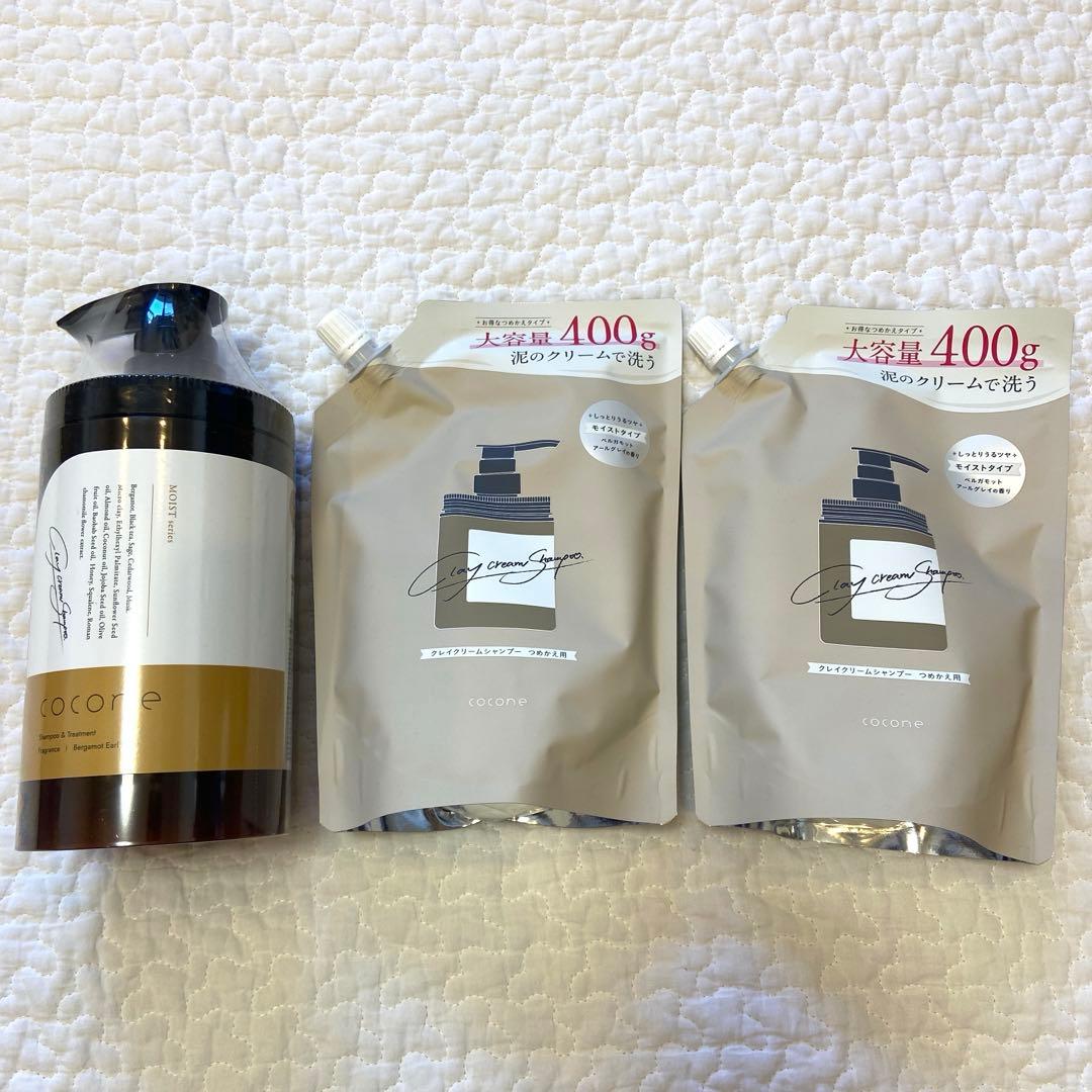 cocone クレイクリームシャンプー 詰め替え400g×2 本体380g×1