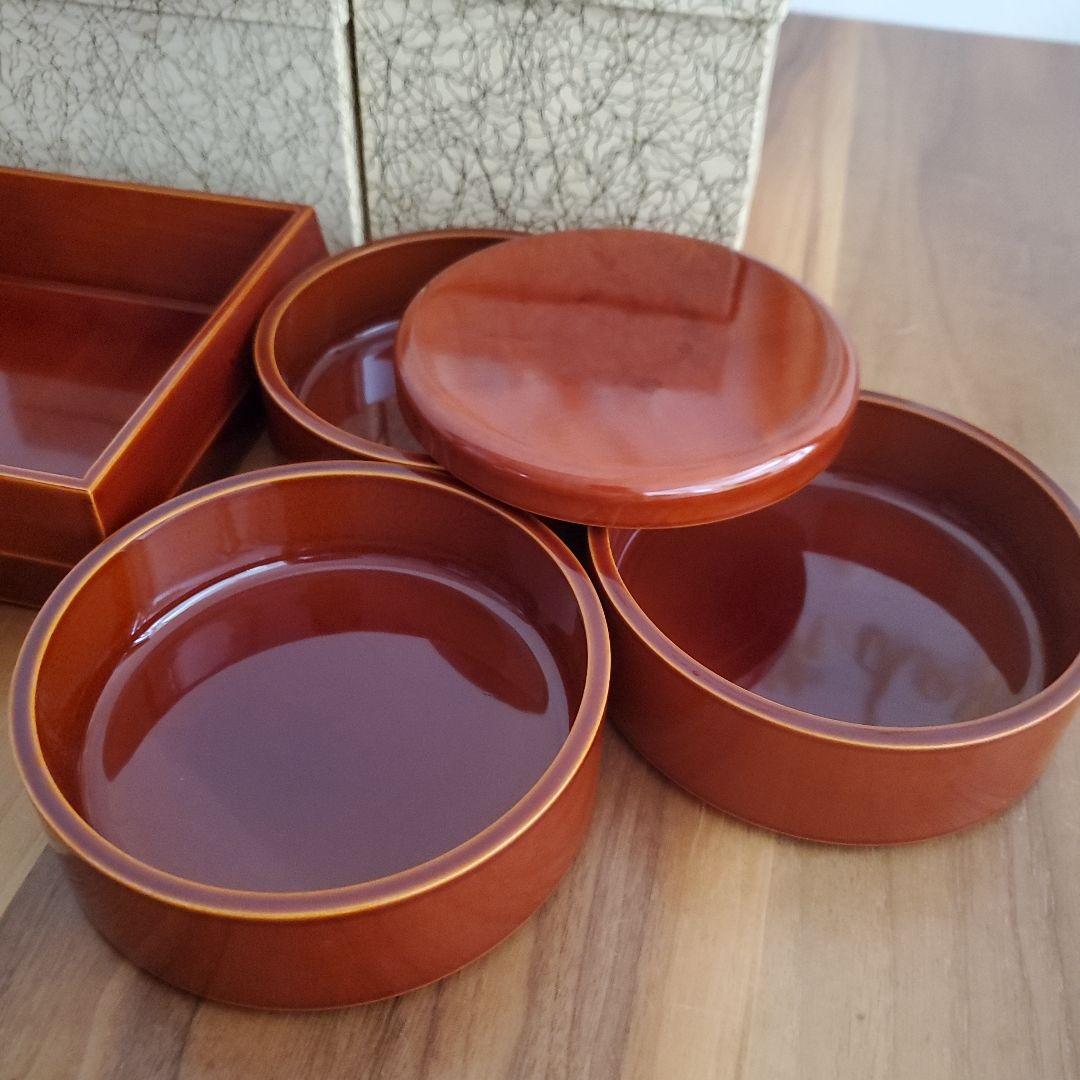 未使用★飛騨春慶塗 漆塗り 円形容器 箱付き