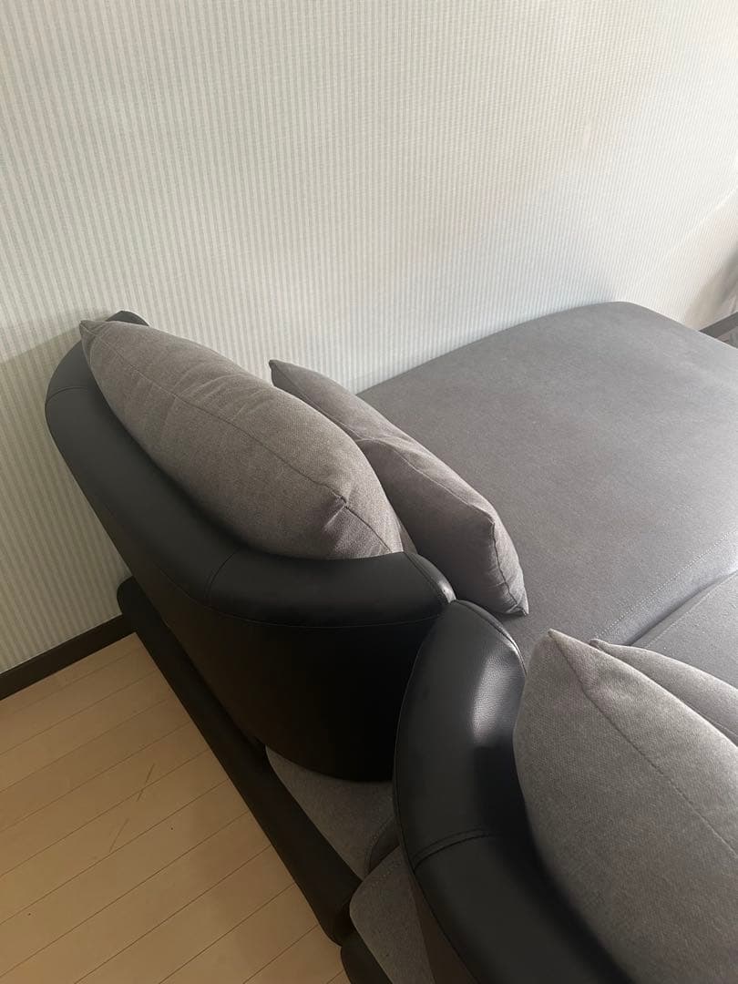 ニトリ2人掛け布張りカウチソファ(ポーション2KD GY)横のみ販売1月中旬まで