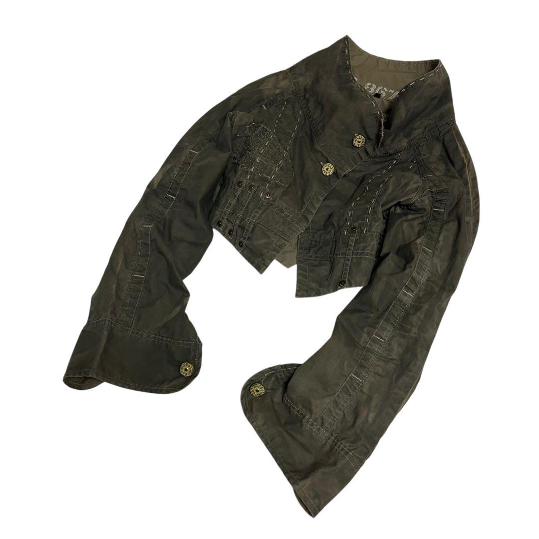 00's ギミック　ミリタリージャケット　短丈　グランジ　y2k