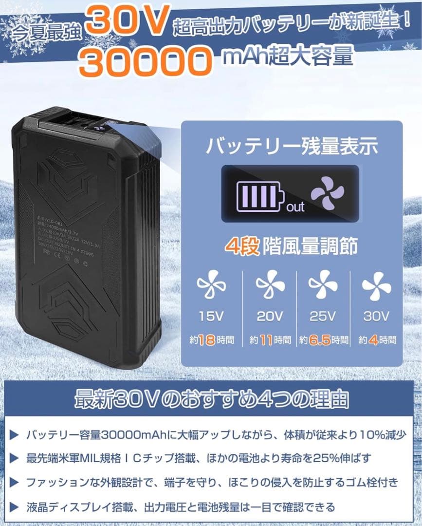 空調服ファンバッテリー　30V セット