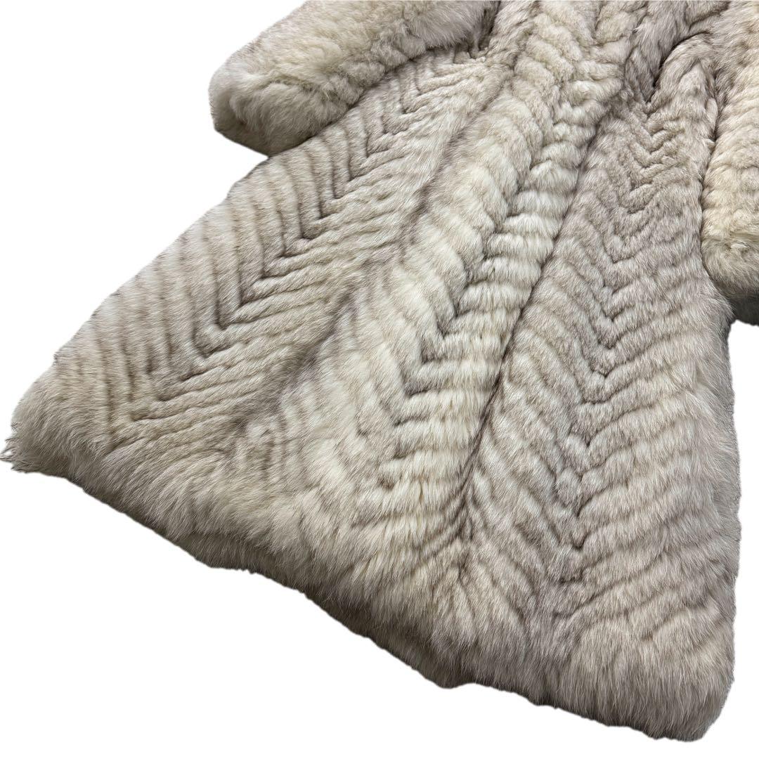 総丈112cm　エンバ　ブルーフォックス　ロング丈　リアルファーコート　L相当