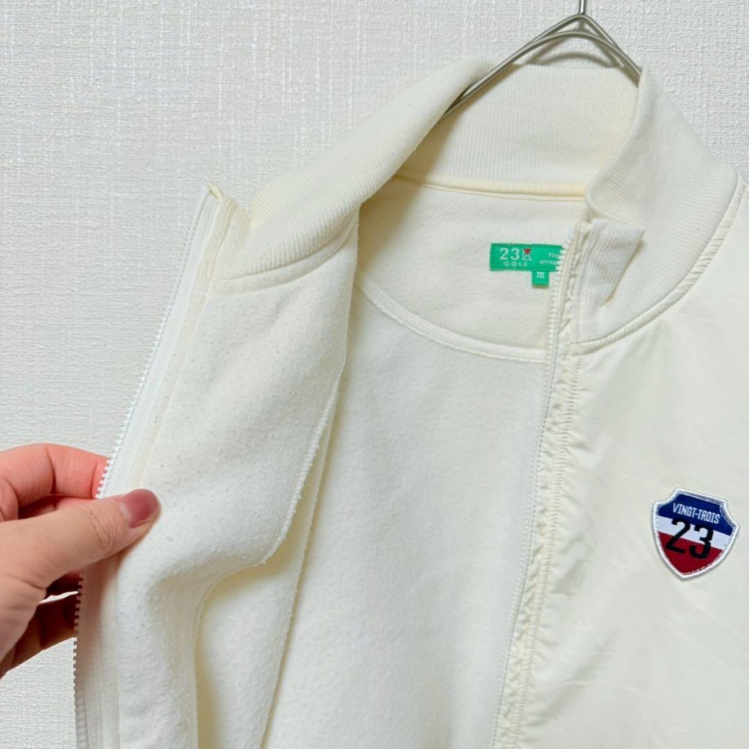 23区 ゴルフ　パーカー　ジッパー　ロゴ　オンワード樫山　ホワイト【Ⅲ】