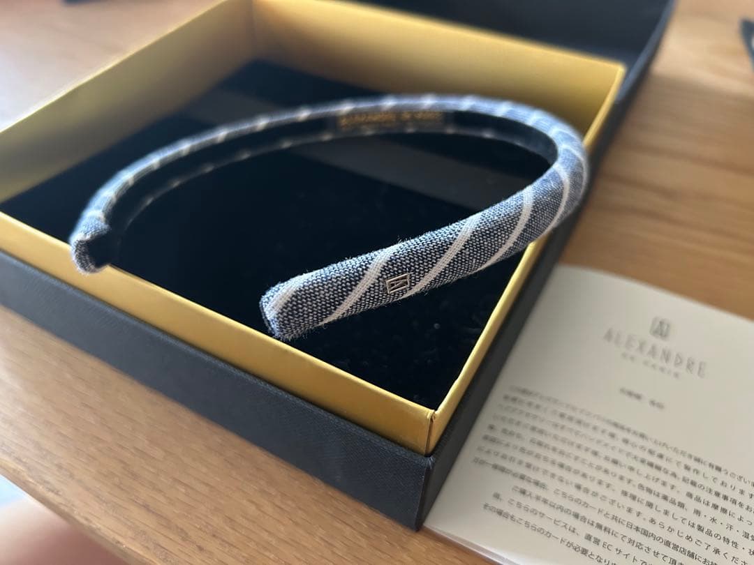 アレクサンドルドゥパリ 夏らしいリネンのストライプ カチューシャ 美品