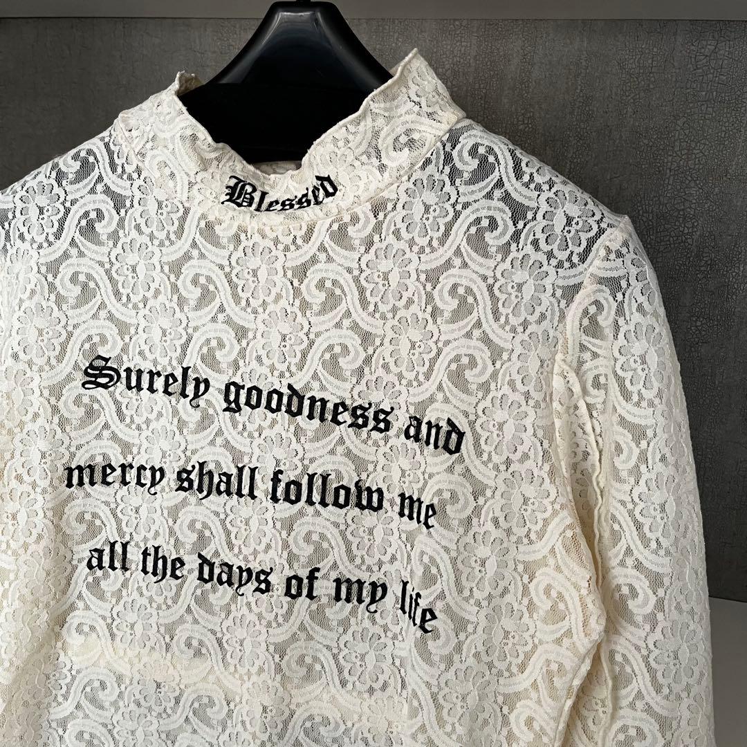 プランクプロジェクト　レースシアープリントカットソー　ホワイト　長袖　シースルー