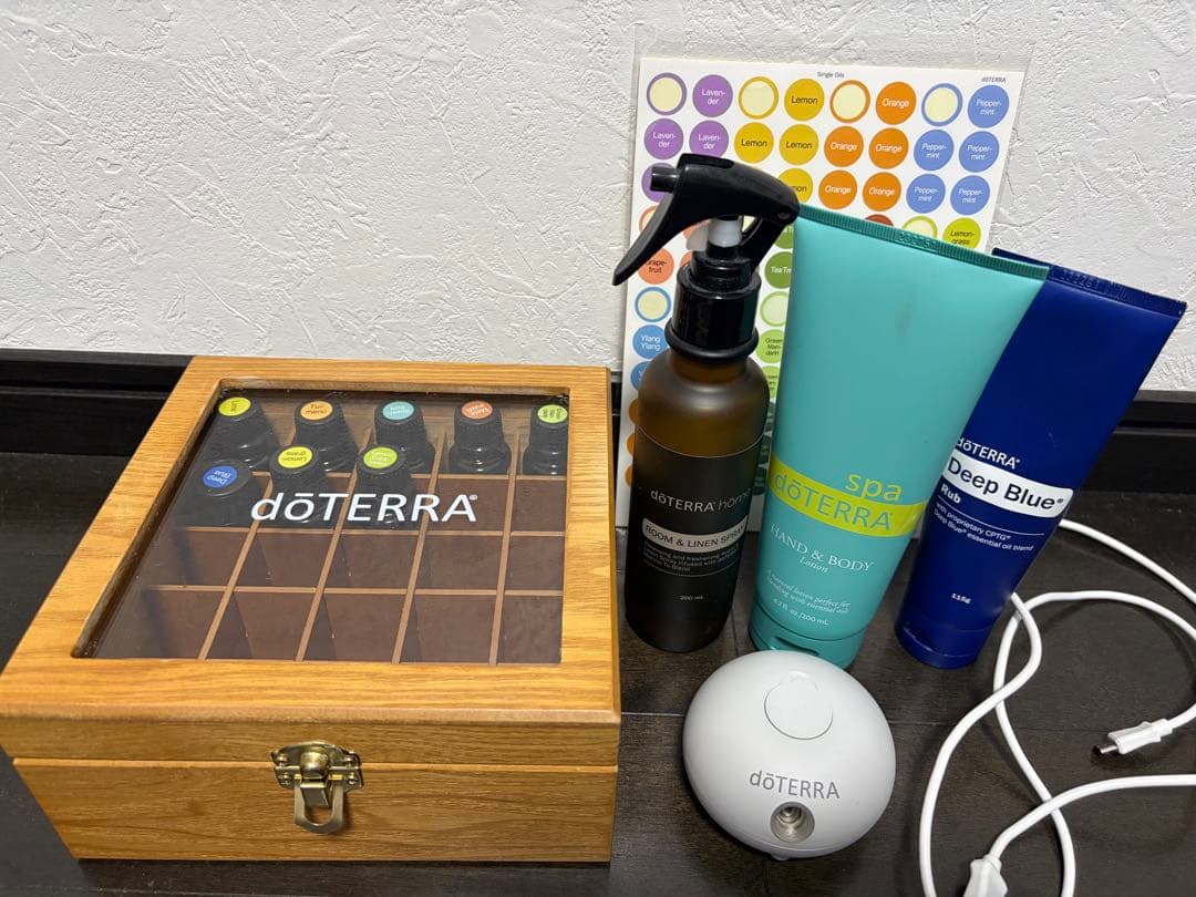 doTERRA ドテラ　エッセンシャルオイル　アロマディフューザー　木箱セット