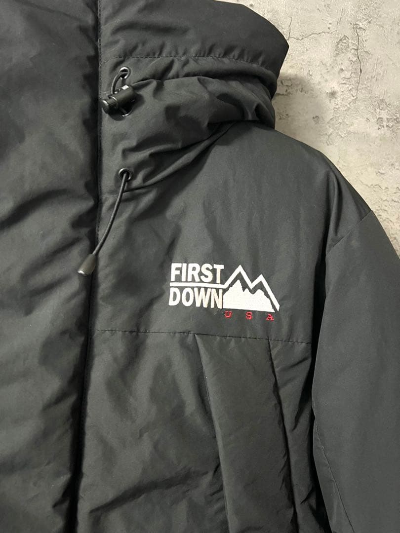 FIRST DOWN ダウンジャケット ブラック L フード付き