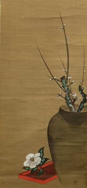 酒井抱一「梅」掛軸 絹本：江戸時代