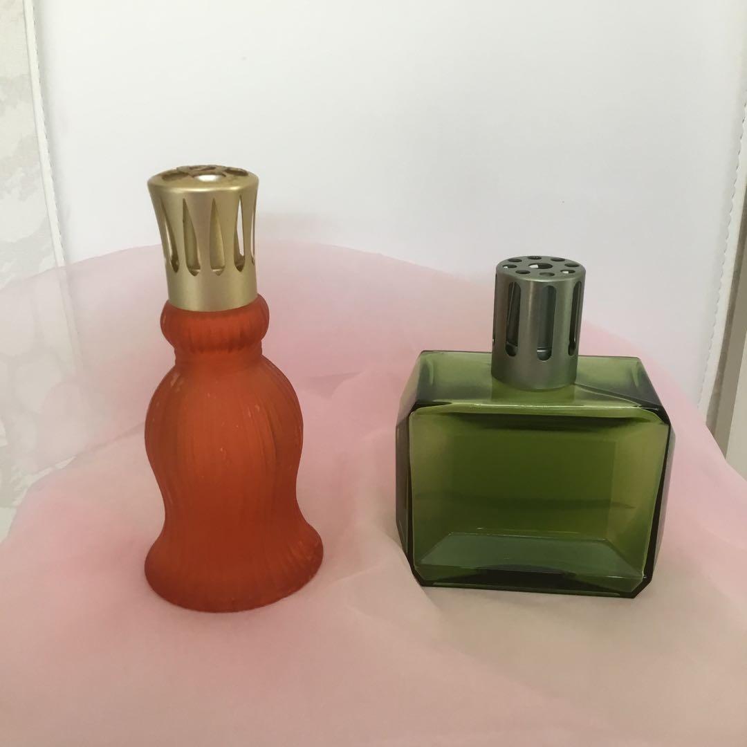オレンジと緑のアロマディフューザー　ランプベルジェ正規品、便りキャップ￼