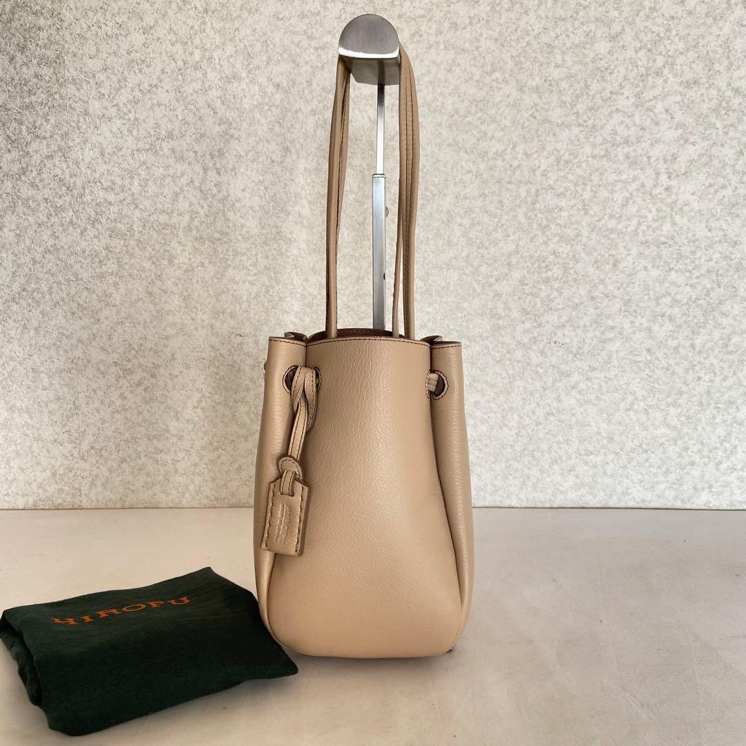 完売カラー✨HIROFU ヒロフ ロシェ レザーショルダーバッグ S ティー