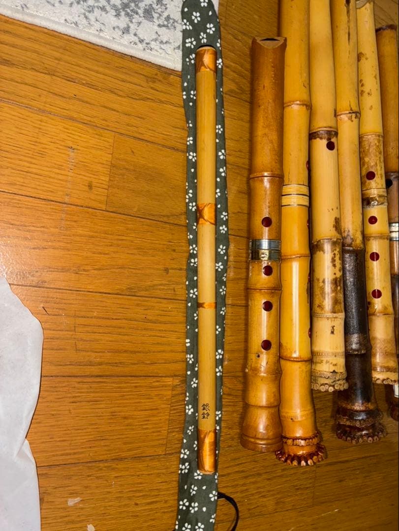 尺八七本セット 花柄カバー付き　ケース付き