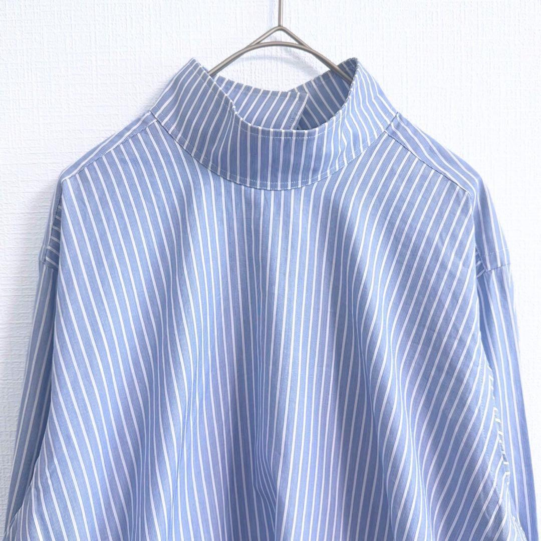 JUN MIKAMI ALUMO スイスコットンストライプハイネックブラウス