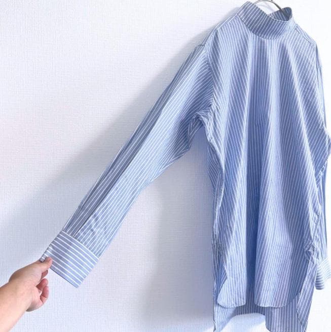 JUN MIKAMI ALUMO スイスコットンストライプハイネックブラウス