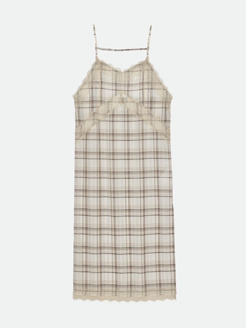 定価以下SHEER CHECK LONG CAMISOLE サイズ1
