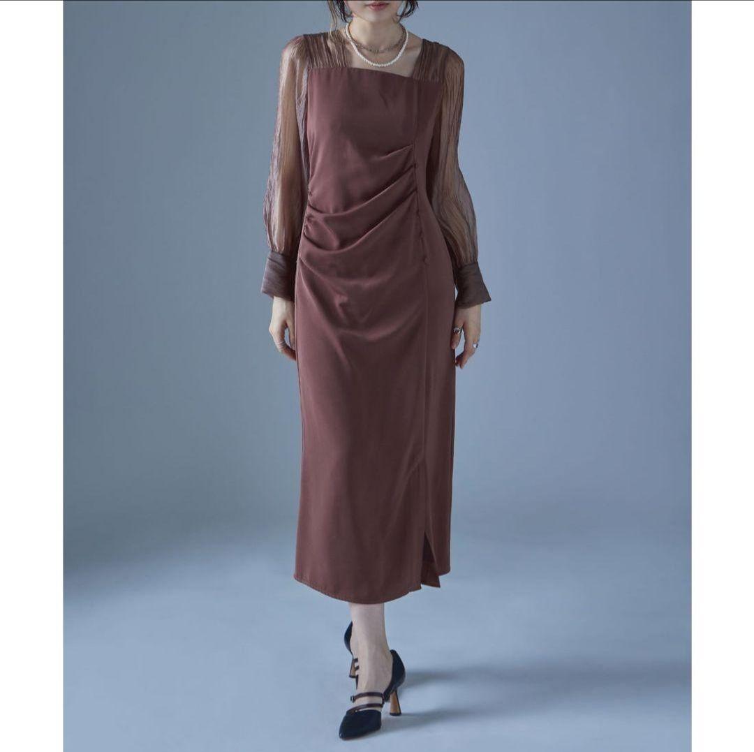 【極美品】エトル ドレープデザインIラインドレス