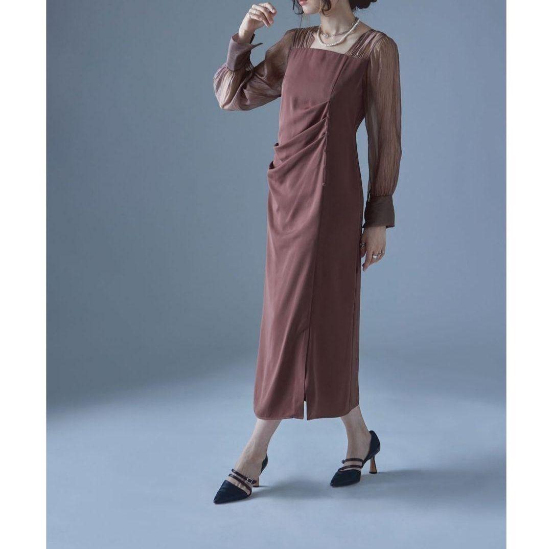 【極美品】エトル ドレープデザインIラインドレス