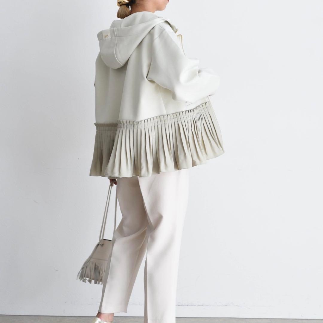 ⭐️完売品⭐️Eimee Lawプリーツヘム ダブルジップダンボールパーカー/グレー