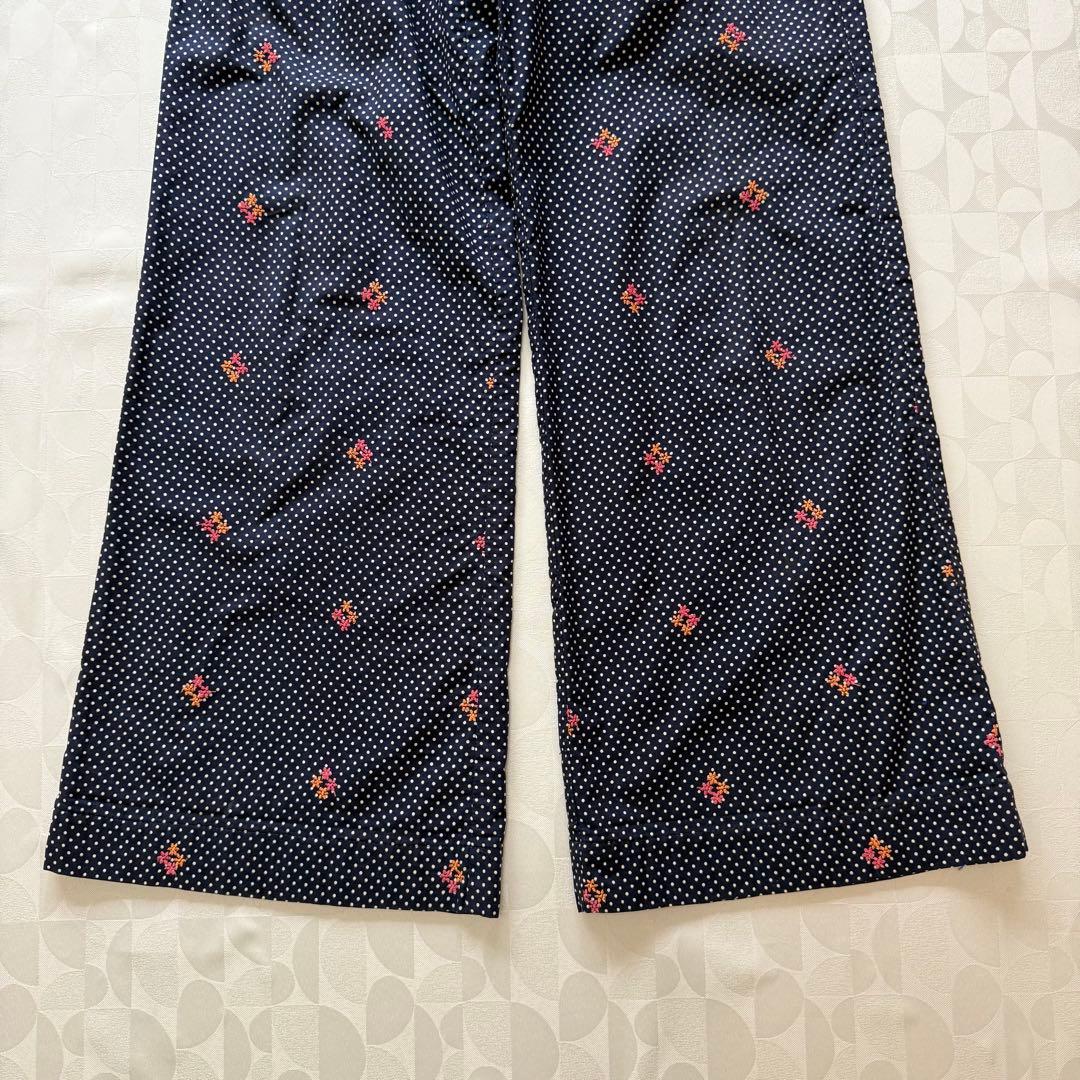 ジュンヤワタナベコムデギャルソン エンブロイダリー刺繍 ドット柄パンツ ネイビー