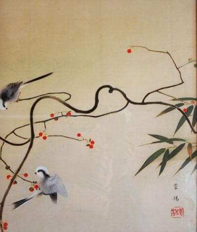 ￥550,000⇒￥440,000 山口華楊 早春　日本画(絹本岩彩裏彩）10号