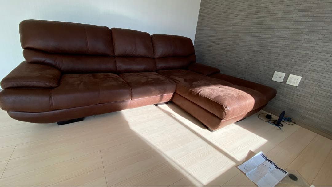 Relaxform メーダ レザーテックスカウチソファ S カカオ