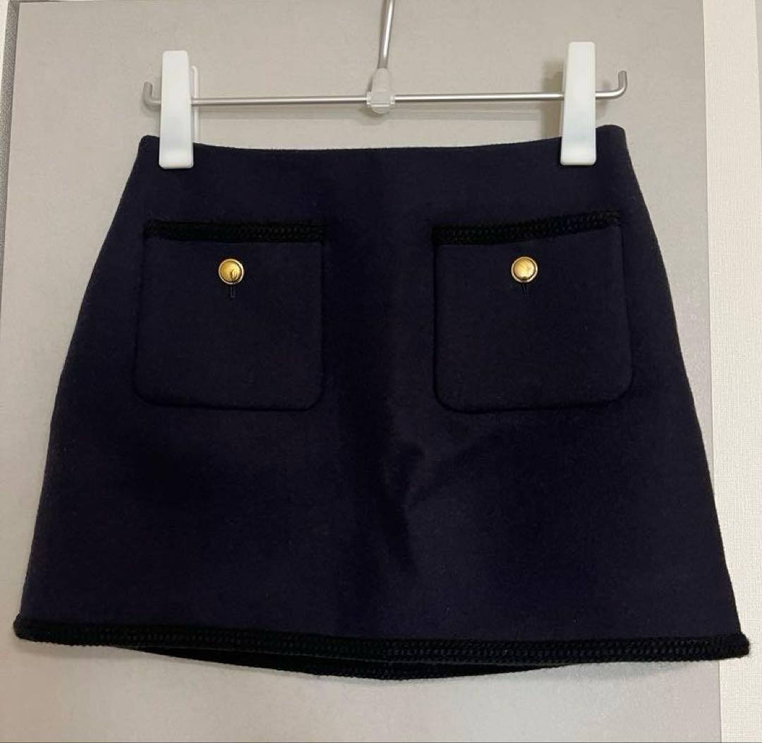 わこmiumiu Midnight blue wool miniskirt