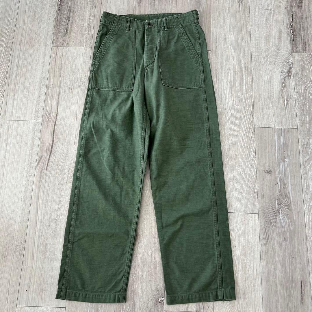 orSlow オアスロウ ベイカーパンツ ファティーグ Sオリーブ ボタンフライ