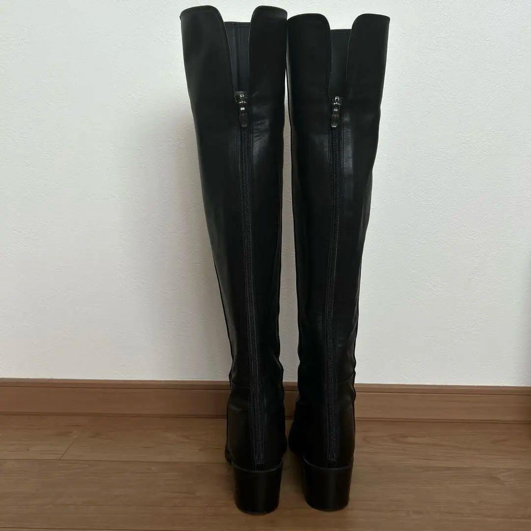 ダイアナ　24.5 ブラックレザー ニーハイブーツ
