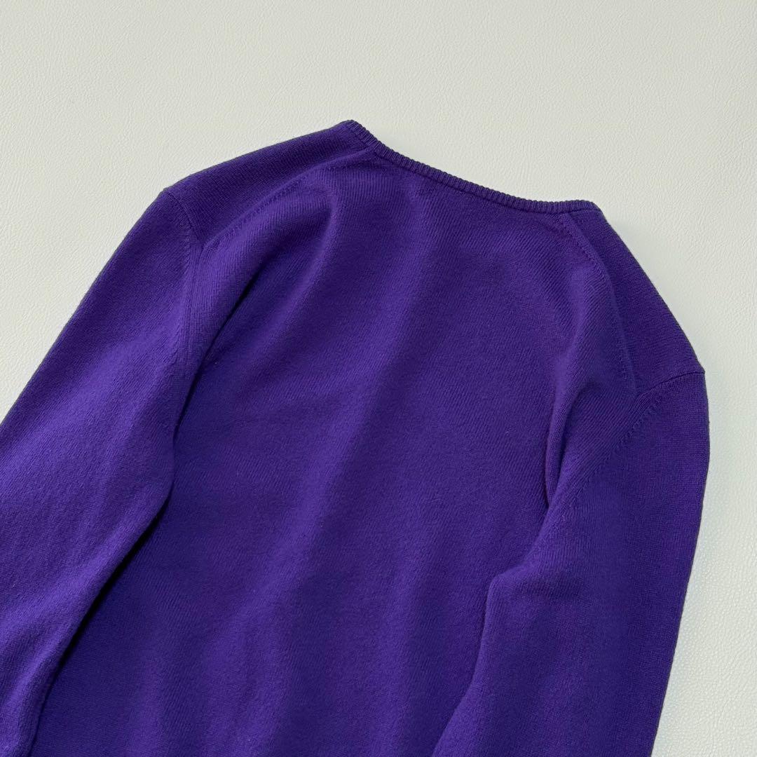 極美品 ドゥロワー カシミヤ100% クルーネック カーディガン バイオレット