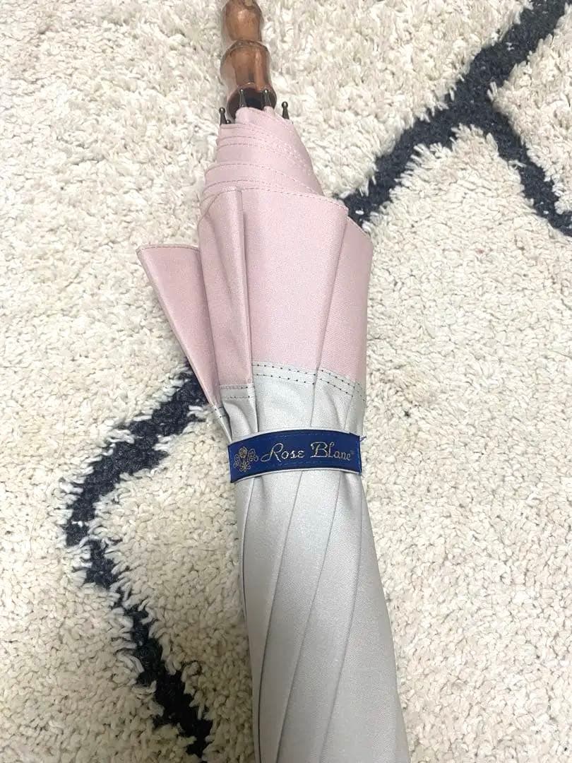 ロサブラン 長傘 ミドル コンビ グレージュ ピンク 美品