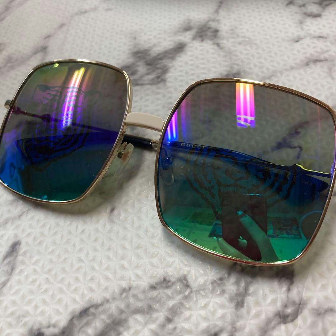 美品 GUCCI サングラス タイガーグラフィック ミラーアビエーターサングラス