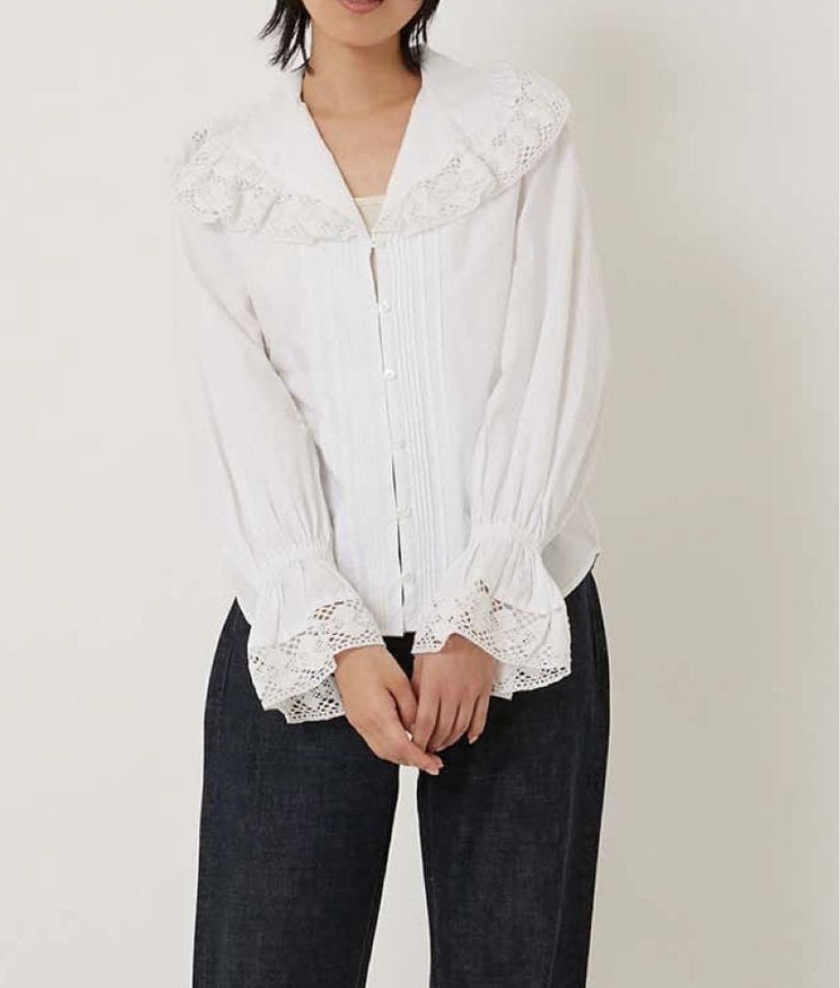 SARA MALLIKA サラマリカ ボリュームレースカラー トップス ホワイト