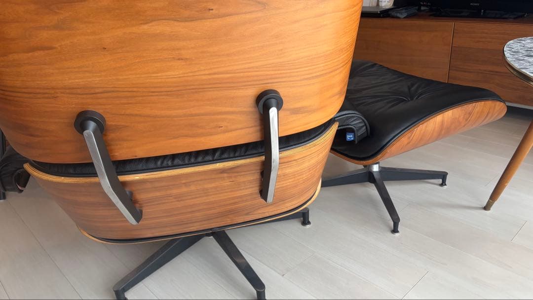 1人用ラウンジソファ & オットマン ブラックレザー【練馬区引取限定】