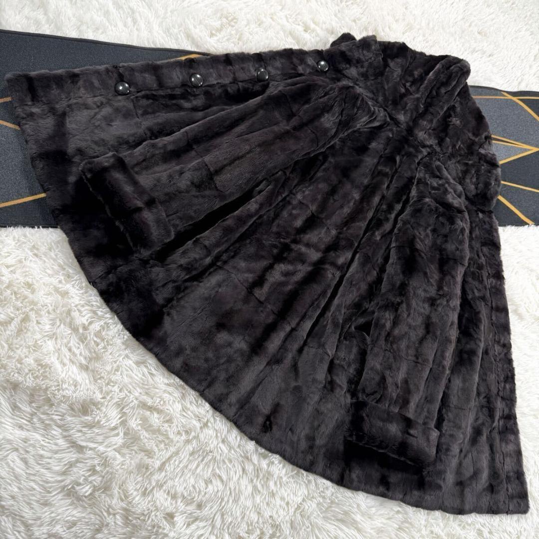 総丈85㎝ フード付き ファーコート リバーシブル XL相当 AA137